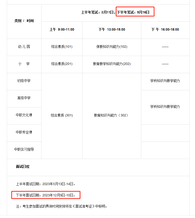 四川教师资格证考试