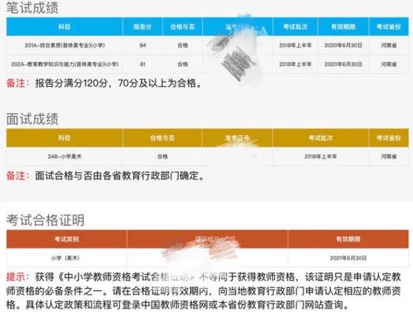 四川教师资格证面试成绩查询